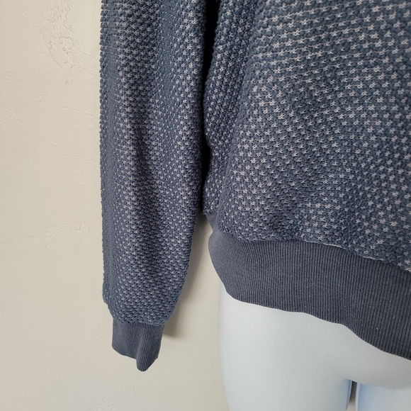 Marine Layer Women's XS Birdseye Textured Blue Long Sleeve Sweatshirt Top Ribbed - Picture 4 of 6